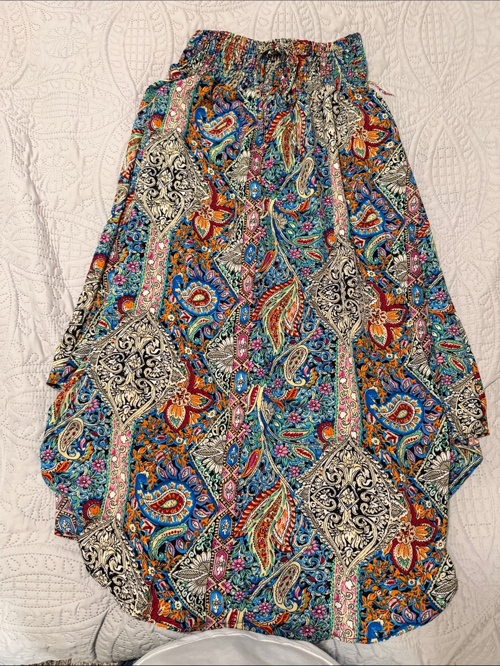 Bohemian Paisley Multi-Color Smocked Waist Maxi Skirt